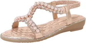 Women Shoes Thick Sole Wedge Sandals Fashion Pearl Outdoor Beach Bohemian Sandals Sandals for Women Sexy
