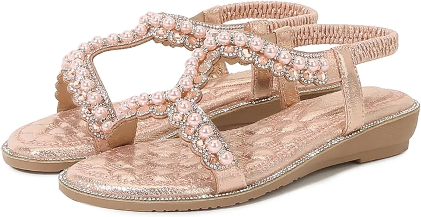 Women Shoes Thick Sole Wedge Sandals Fashion Pearl Outdoor Beach Bohemian Sandals Sandals for Women Sexy