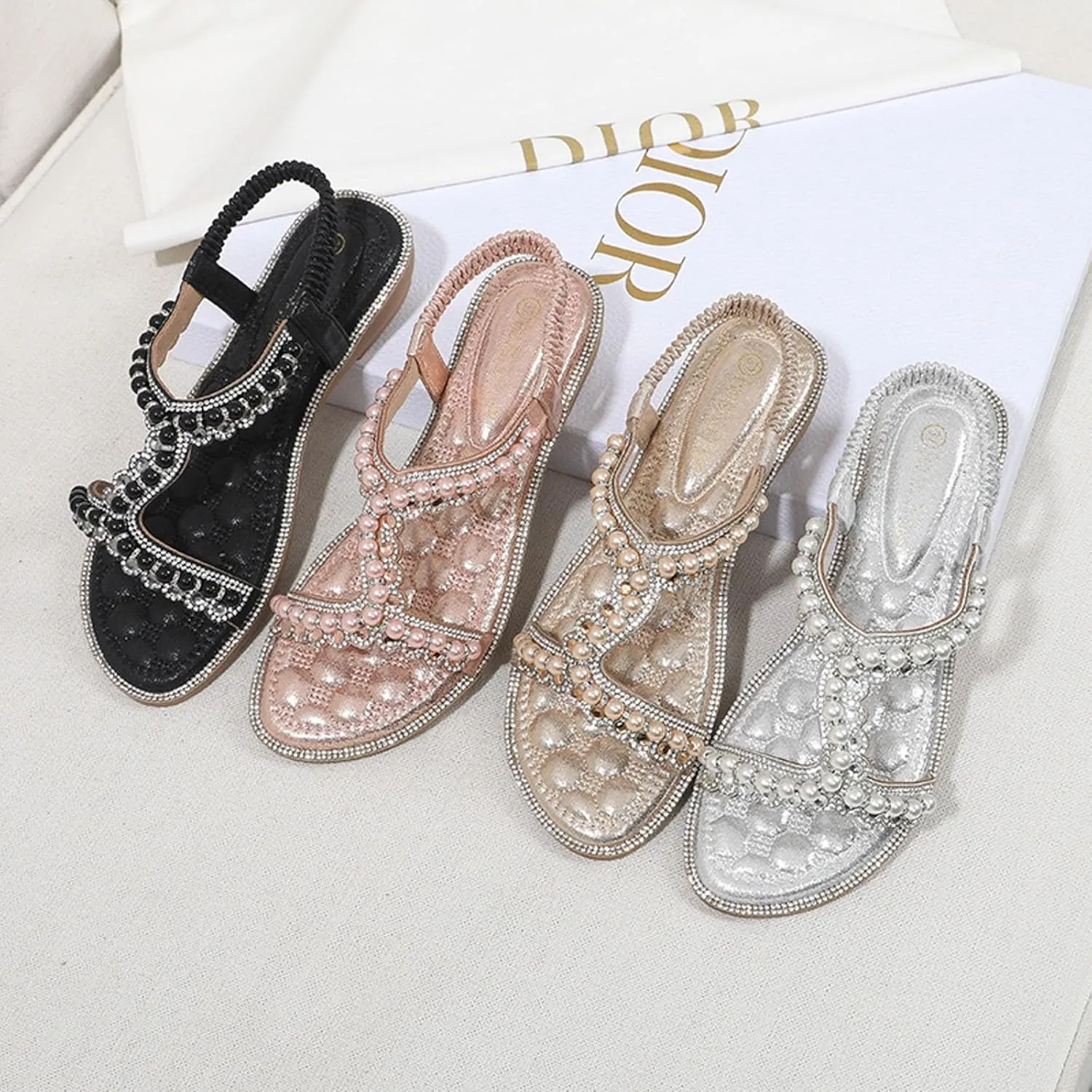 Women Shoes Thick Sole Wedge Sandals Fashion Pearl Outdoor Beach Bohemian Sandals Sandals for Women Sexy