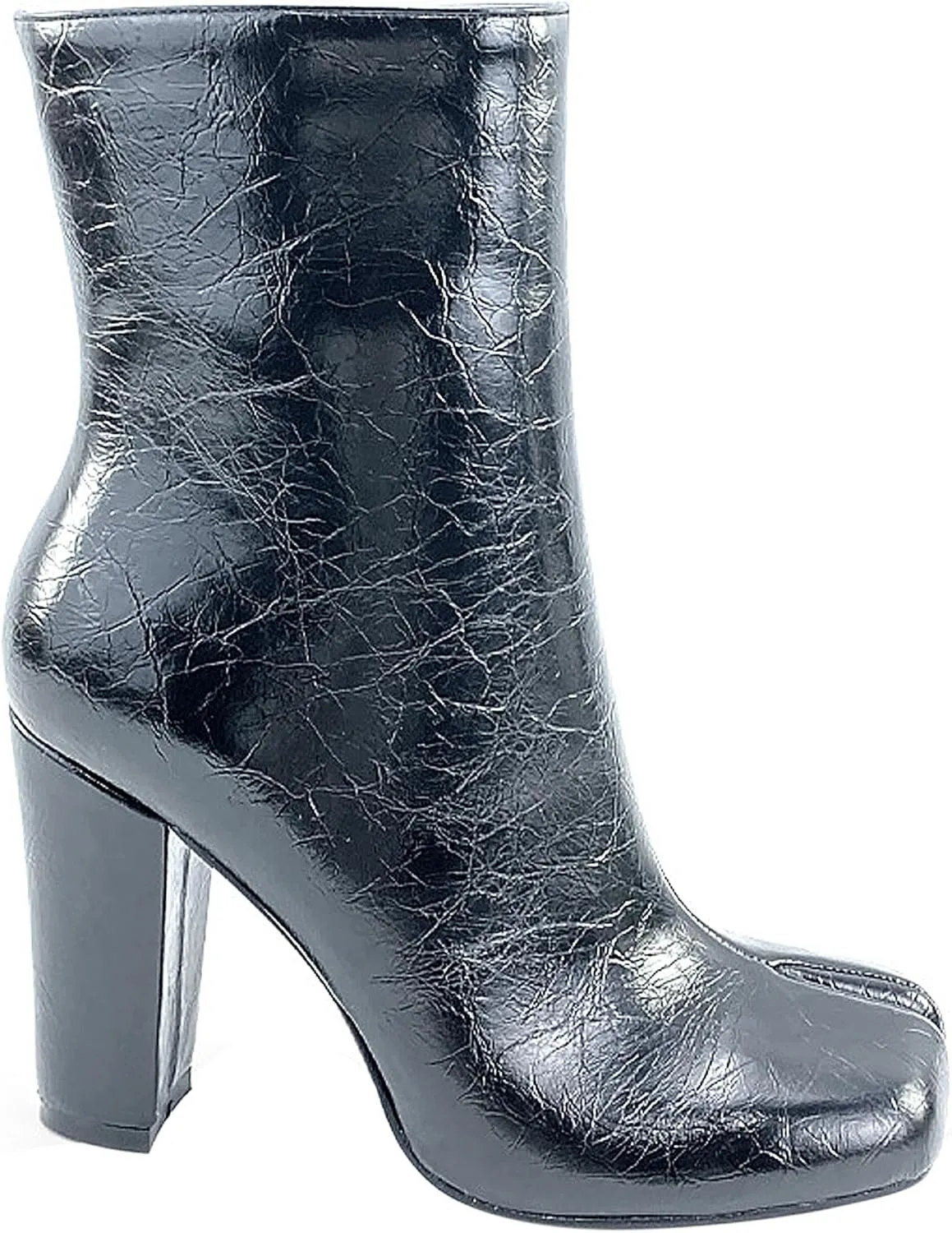 Women's Ankle Boots Chunky Heel Platform Fall Heeled Short Booties Shoes Split Toe Fashionable Side Zipper Large Size Party Bright Closed Winter Comfy Anti Leather