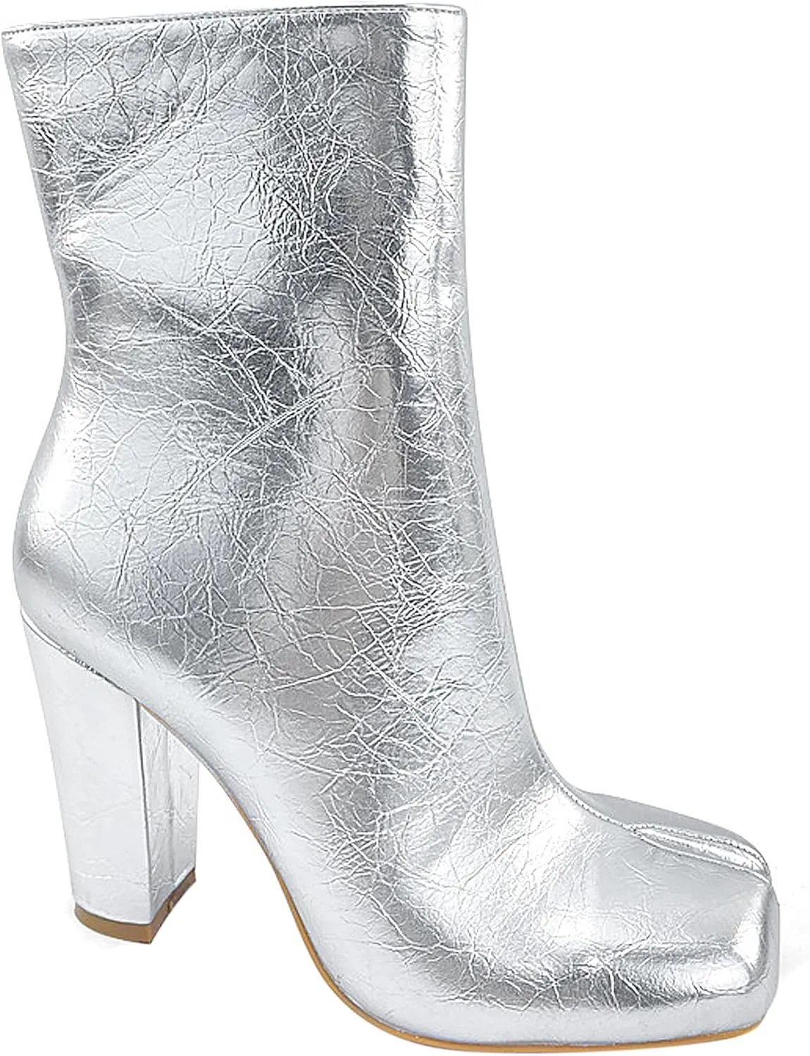 Women's Ankle Boots Chunky Heel Platform Fall Heeled Short Booties Shoes Split Toe Fashionable Side Zipper Large Size Party Bright Closed Winter Comfy Anti Leather