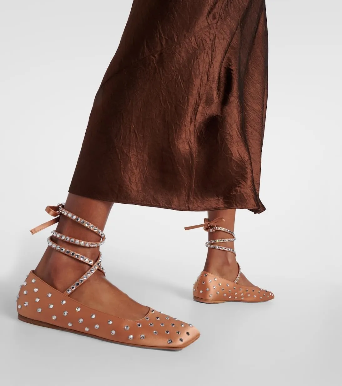 Women's Ballet Flats Ankle Strap Ballerina Flats Rhinestone Lace Up Square Toe Gliter Loafers Dressy Casual Flats for Wedding Party