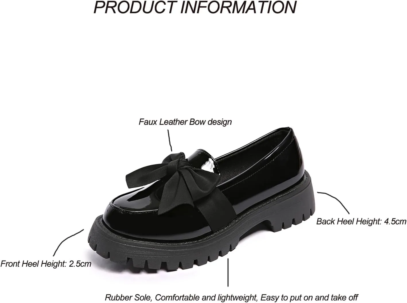 Women's Bow Platform Loafers - Spring Slip-On Chunky Heel Shoes for Business Casual, Office Work & Everyday Wear