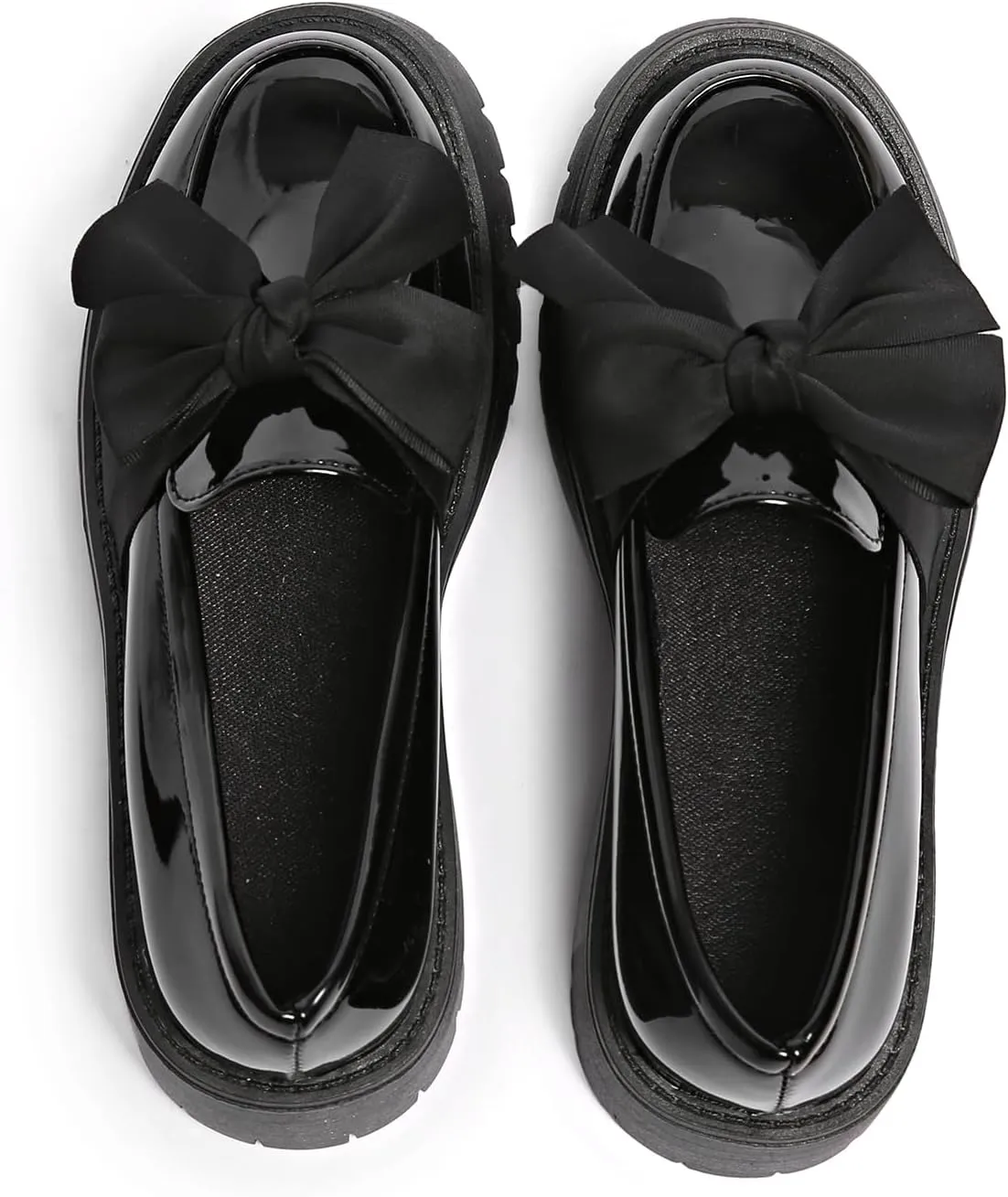 Women's Bow Platform Loafers - Spring Slip-On Chunky Heel Shoes for Business Casual, Office Work & Everyday Wear