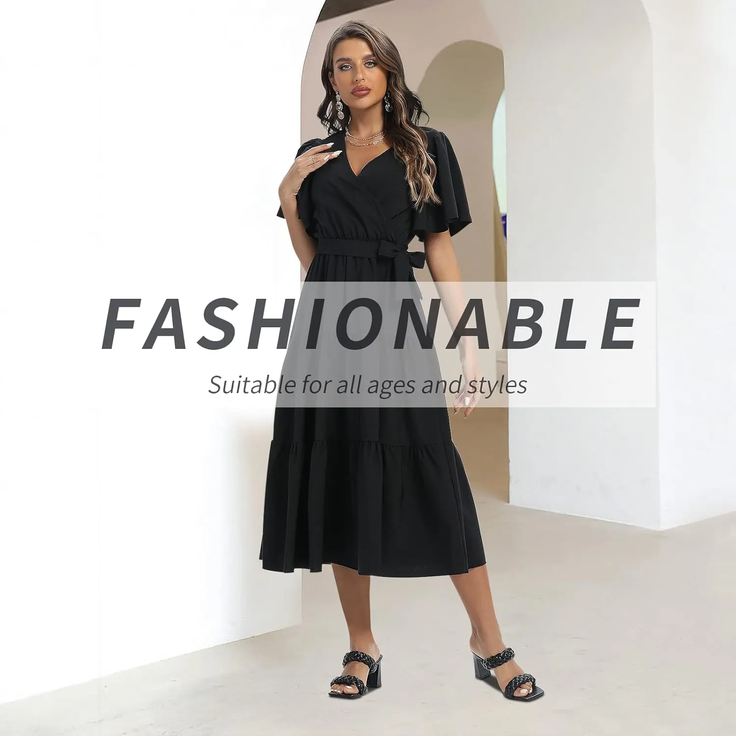 Women's Braided Heeled Sandals Fashion Square Toe Heels Block Chunky Heel Mules Slip On Dress Sexy Backless Summer High Heels Slipper