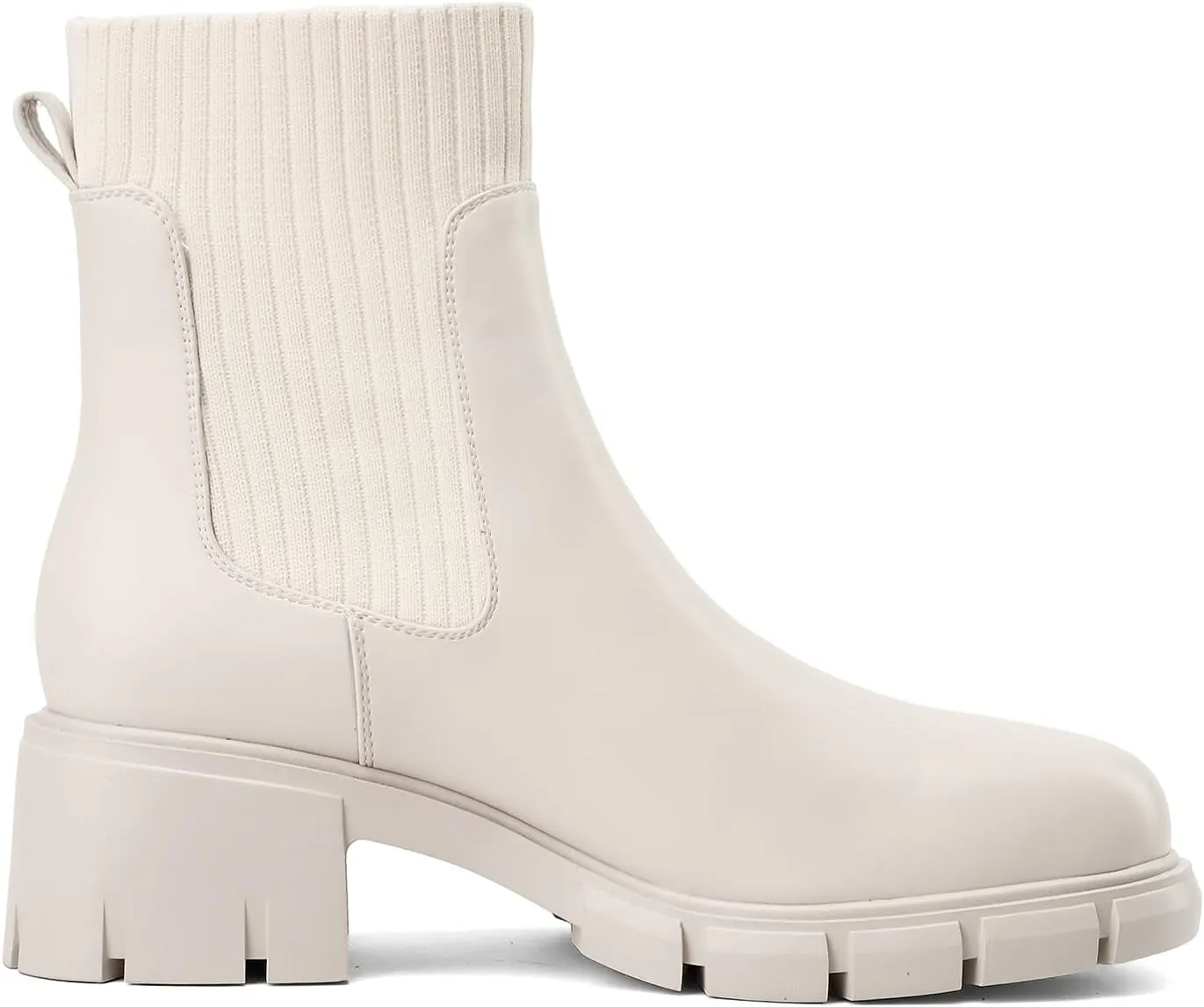 Women's Chelsea Boots, Elasticated Platform Ankle Boots with Block Heel Lug Sole Winter Bootie for Outdoor Home Dates