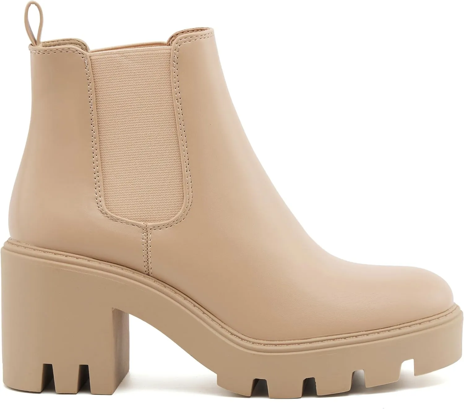 Women's Chelsea Boots Fashion Platform High Heel Ankle Booties Round Toe Casual Elastic Chunky Block Heel Boots
