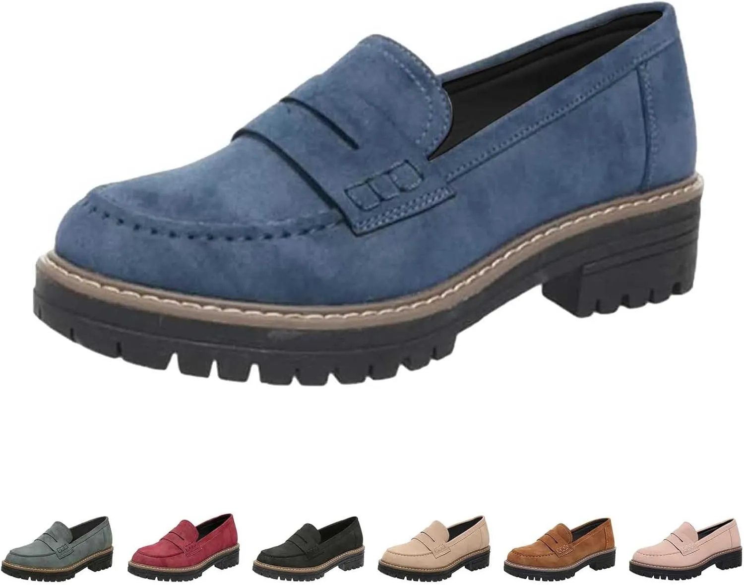 Women's Chunky Loafers Slip On Loafers Business Casual Shoes Dressy Platform Loafers Fashion Outfit Loafer Shoes