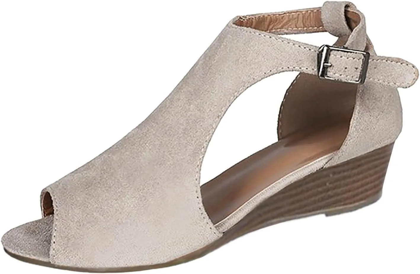 Womens Comfort Foam Back Heel Zip Peep Toe Wedge Sandals Platform Ankle Strap Closed Toe Espadrille Buckle Sandal Going Out Travel Dressy Fashion Trendy Flip Flops