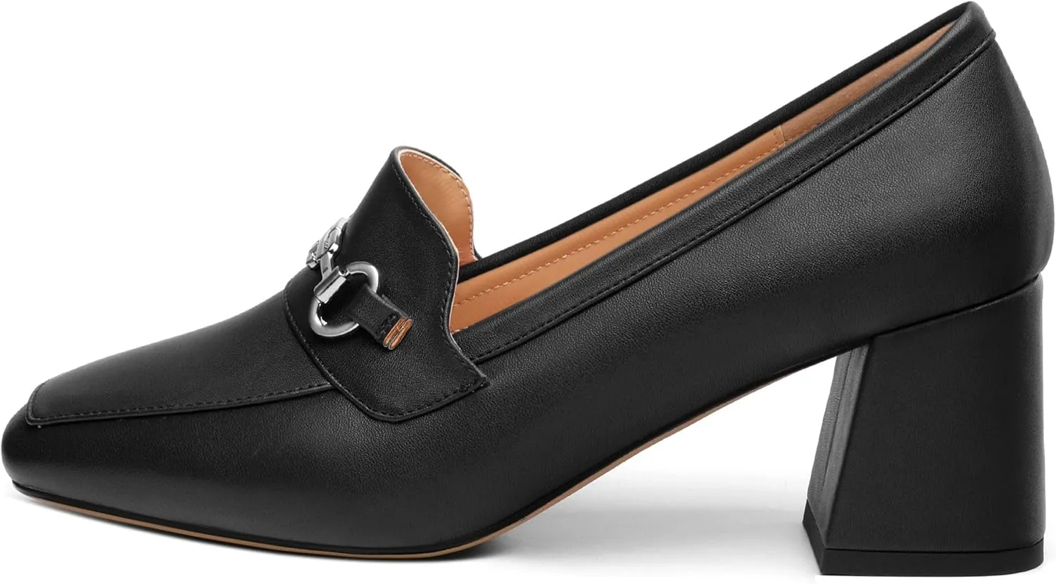 Women's Comfortable Loafers - Silver Metallic Horsebit Buckle Square Toe High Heel Shoes,Fashion Women's Pumps Shoes,Suitable for Party Dress Wedding Office