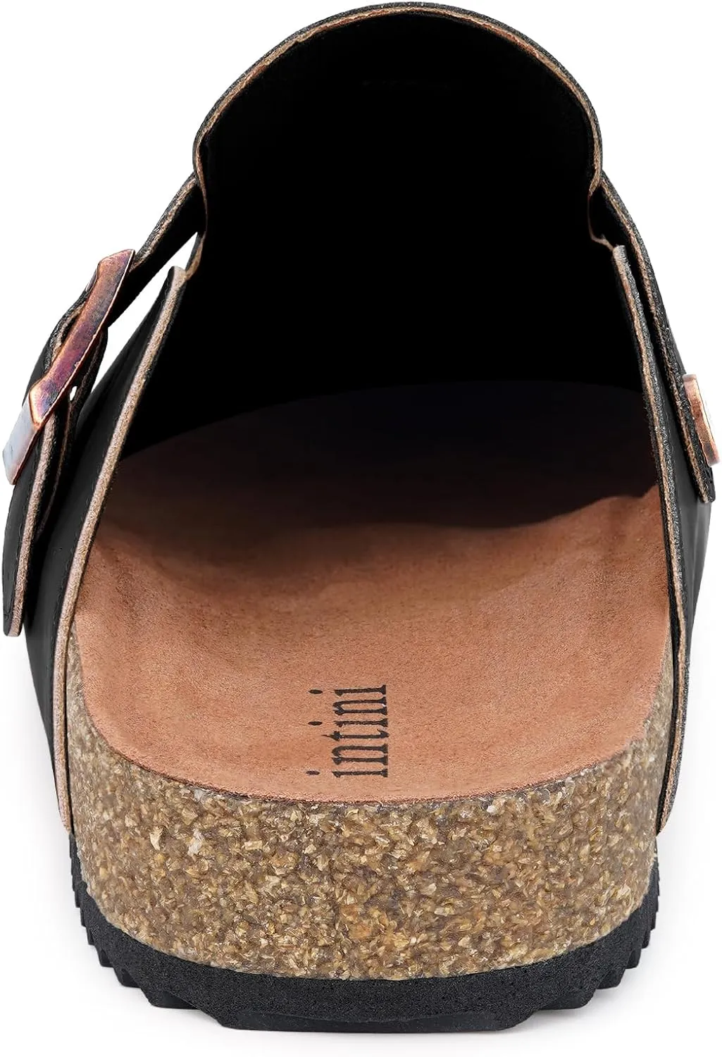 Womens Cork Footbed Clogs Mens PU Leather Mules with Arch Support Adjustable Buckle Comfort Slip On Potato Shoes Unisex Non-Slip Flat Sandals Indoor Outdoor