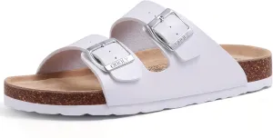 Women's Cork Footbed Slide Sandal, Arch Support Summer Outdoor Sandals with Adjustable Buckle
