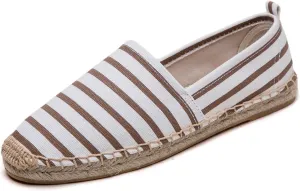 Women's Espadrilles Loafers Closed Toe Comfortable Canvas Flats Slip-on Spring Casual Espadrille Sole Flat Shoes