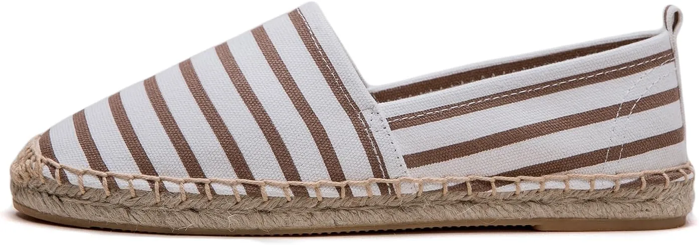 Women's Espadrilles Loafers Closed Toe Comfortable Canvas Flats Slip-on Spring Casual Espadrille Sole Flat Shoes