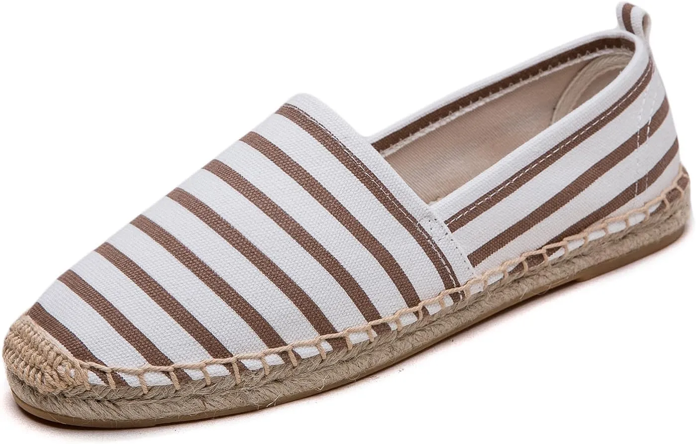 Women's Espadrilles Loafers Closed Toe Comfortable Canvas Flats Slip-on Spring Casual Espadrille Sole Flat Shoes