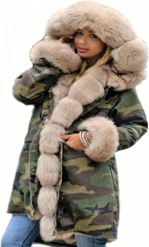 Women's Faux Fur Lined Coat Hooded Warm Winter Outwear Thicken Jackets Parka Long Cardigan