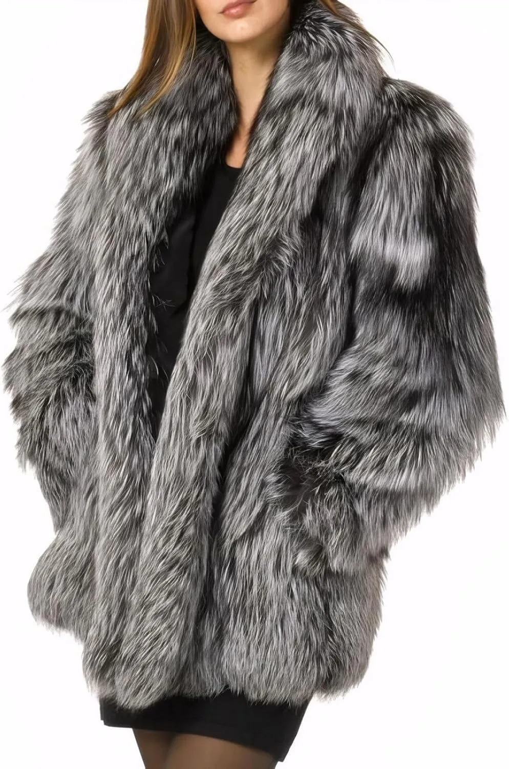 Womens Fuax Fur Coat Winter Warm Fluffy Faux Fur Parka Jacket Thick Plus Size Outerwear Overcoat