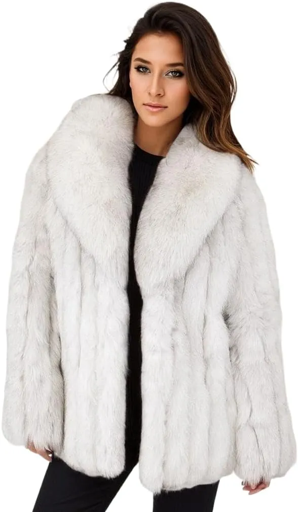 Womens Fuax Fur Coat Winter Warm Fluffy Faux Fur Parka Jacket Thick Plus Size Outerwear Overcoat