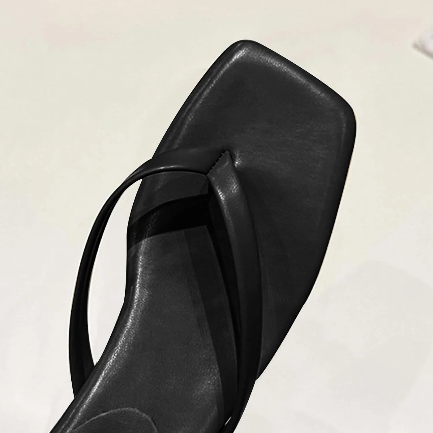 Women's Heeled Sandals Summer Casual Square Toe Stiletto Flip Flops Lightweight Comfy Slip on Open Toe Sandals Fashion Solid Color Flip Flops for Party