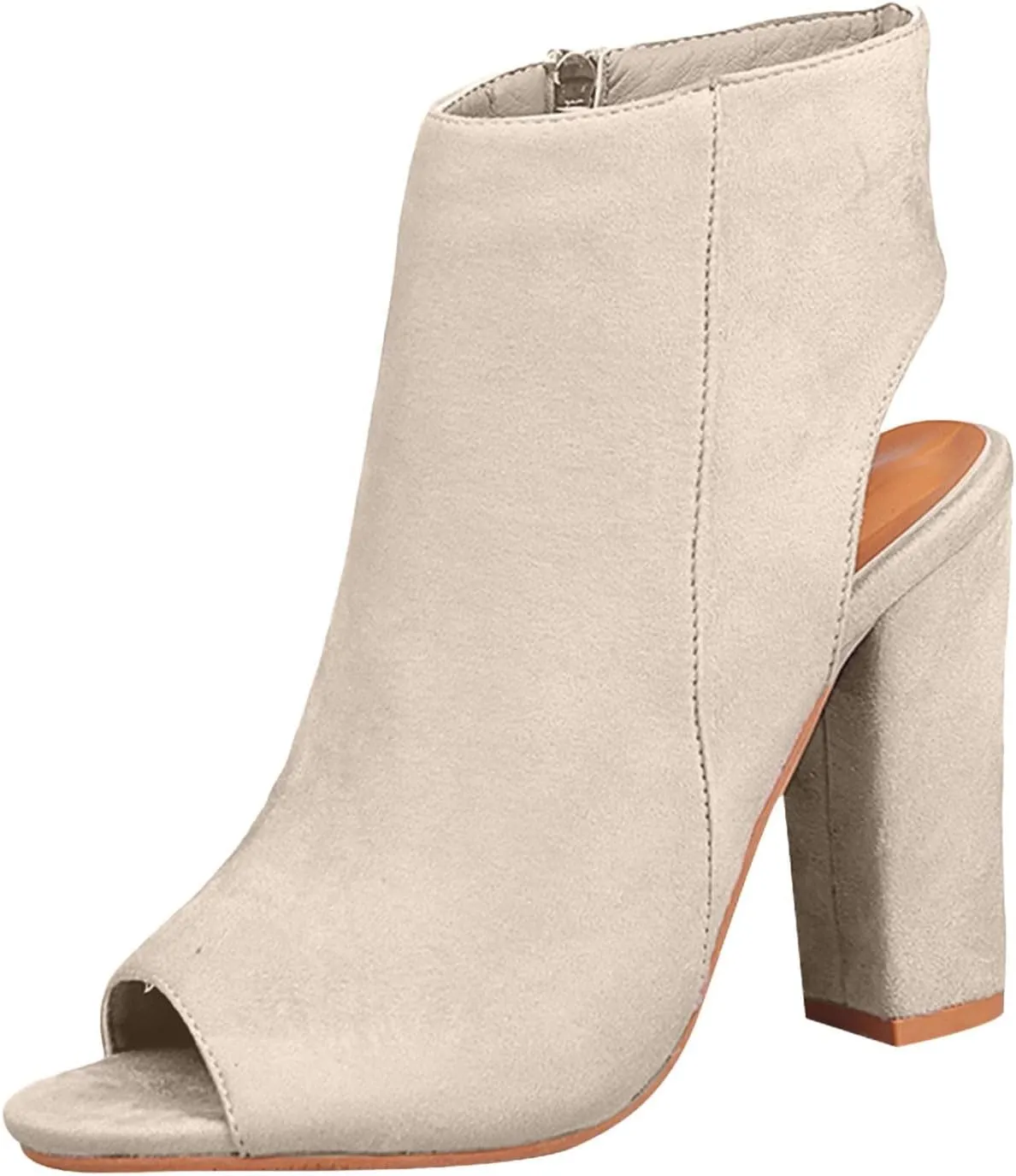 Women's High Heel Open Toe Platform Dress Boots Ladies Sexy Pump Boots Fashion Cutout Side Strap Zipper Backless Booties