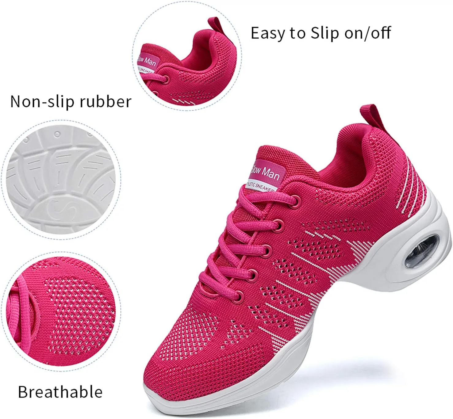 Women's Jazz Shoes Lace-up Sneakers - Breathable Air Cushion Lady Split Sole Athletic Walking Dance Shoes Platform