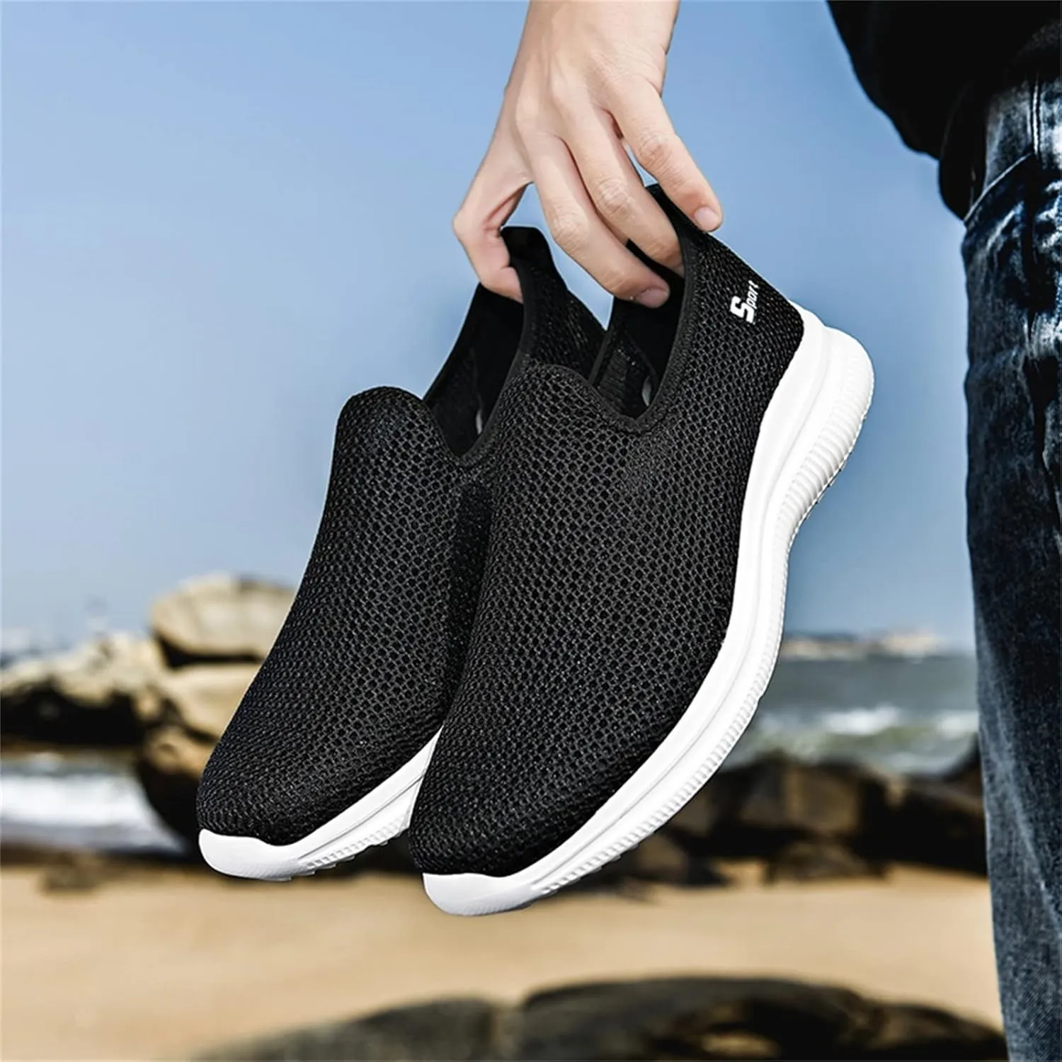 Womens Ladies Walking Running Shoes Slip On Lightweight Mens Running Shoes Mesh Women Casual Shoes Walking Sneakers Brown Tennis Shoe Casual Loafers