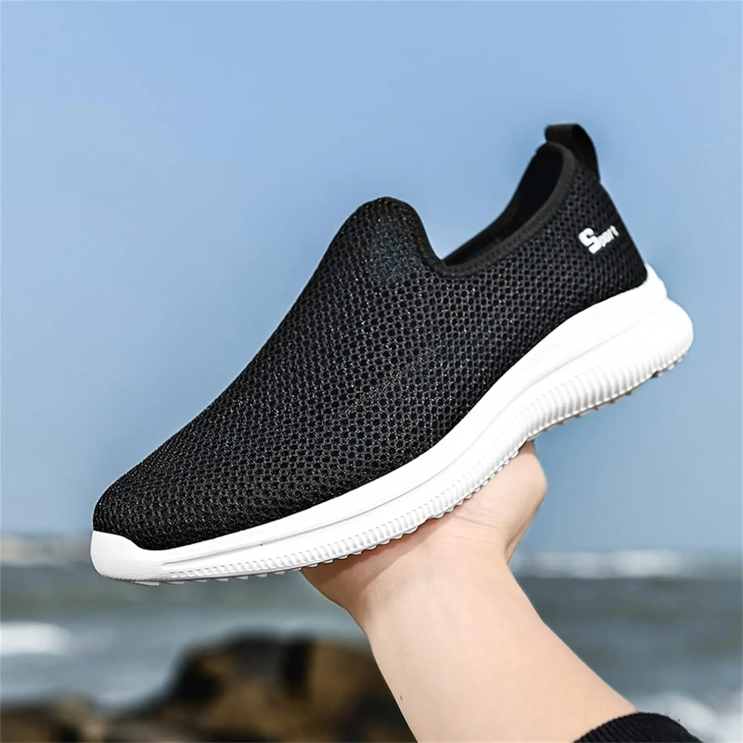 Womens Ladies Walking Running Shoes Slip On Lightweight Mens Running Shoes Mesh Women Casual Shoes Walking Sneakers Brown Tennis Shoe Casual Loafers