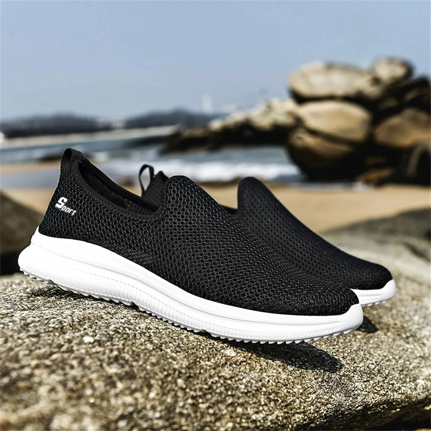 Womens Ladies Walking Running Shoes Slip On Lightweight Mens Running Shoes Mesh Women Casual Shoes Walking Sneakers Brown Tennis Shoe Casual Loafers