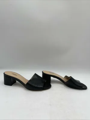 Women’s L'Agence Emiliana IV Snake-Embossed Leather Mule Black Size 38 - Very Good