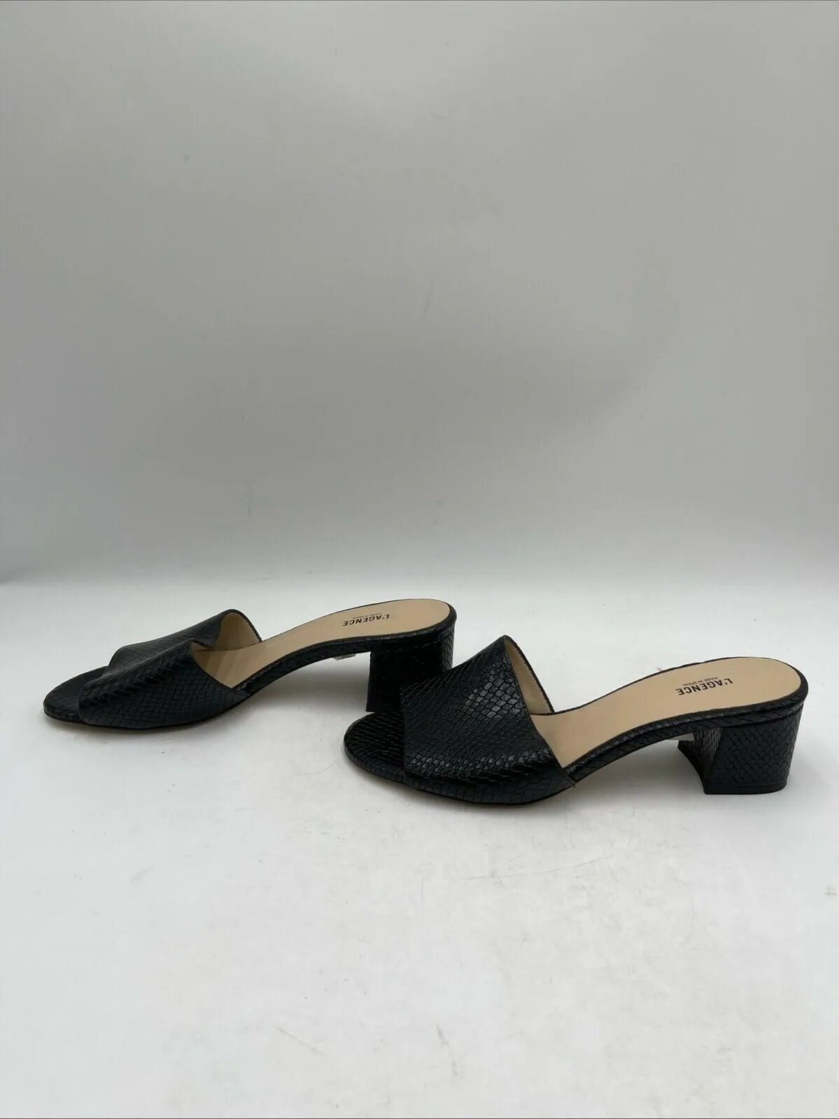 Women’s L'Agence Emiliana IV Snake-Embossed Leather Mule Black Size 38 - Very Good