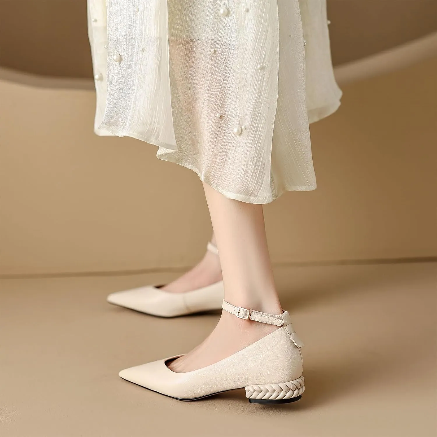 Women's Leather Handmade lace-up Shoes,Pointed Toe Formal Flats,Handmade Loafers,Low Heeled Pumps