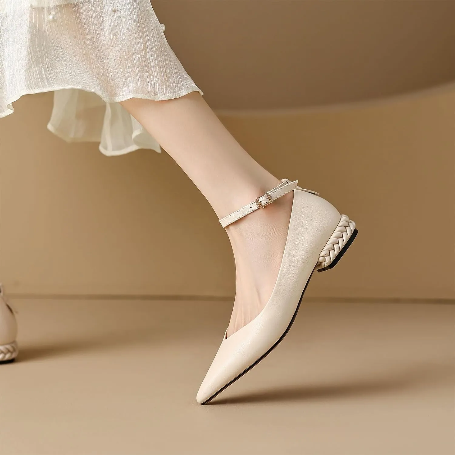 Women's Leather Handmade lace-up Shoes,Pointed Toe Formal Flats,Handmade Loafers,Low Heeled Pumps