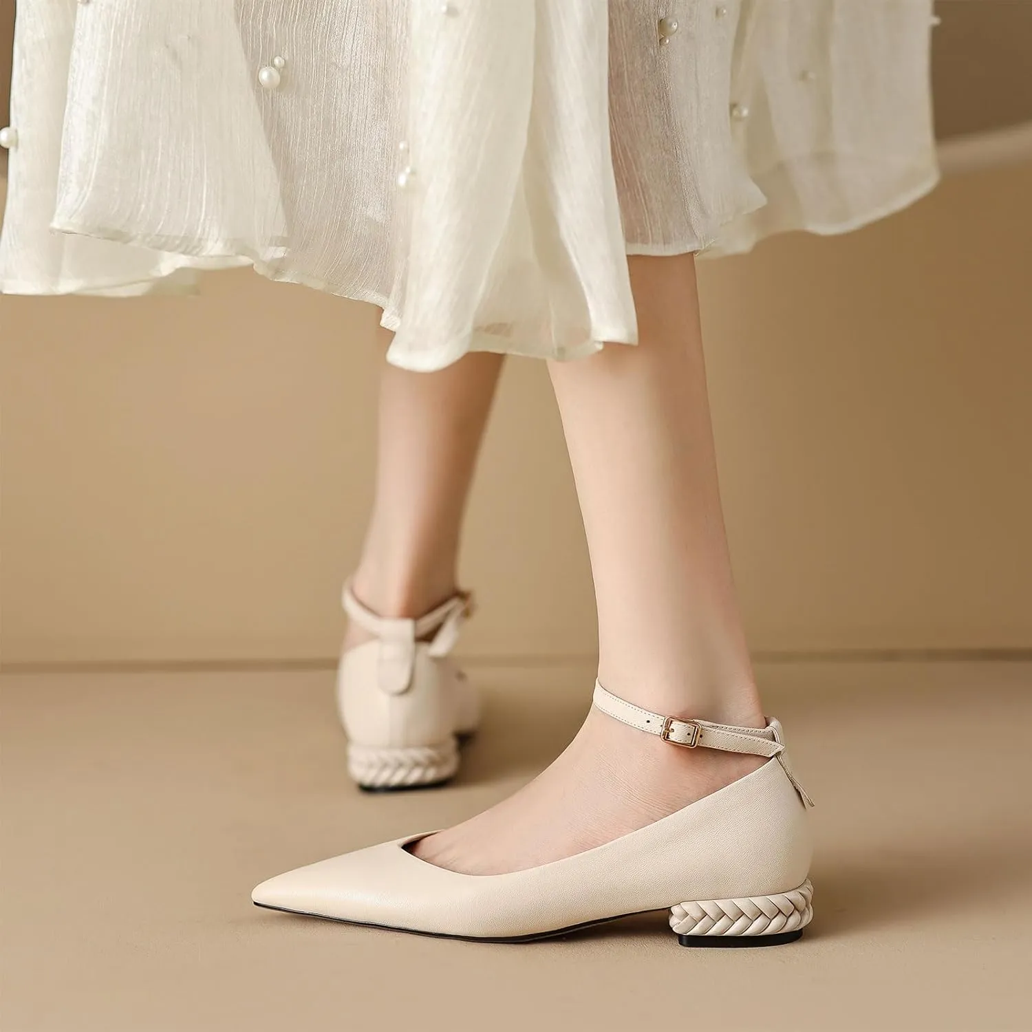 Women's Leather Handmade lace-up Shoes,Pointed Toe Formal Flats,Handmade Loafers,Low Heeled Pumps