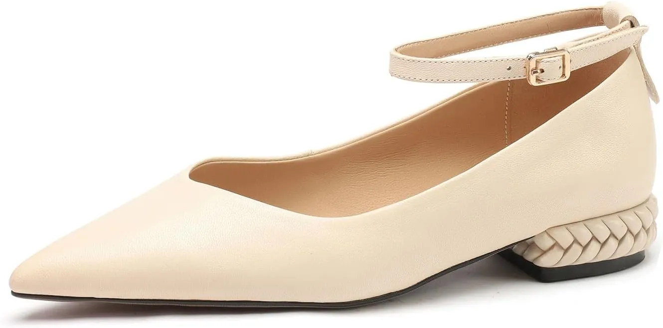 Women's Leather Handmade lace-up Shoes,Pointed Toe Formal Flats,Handmade Loafers,Low Heeled Pumps