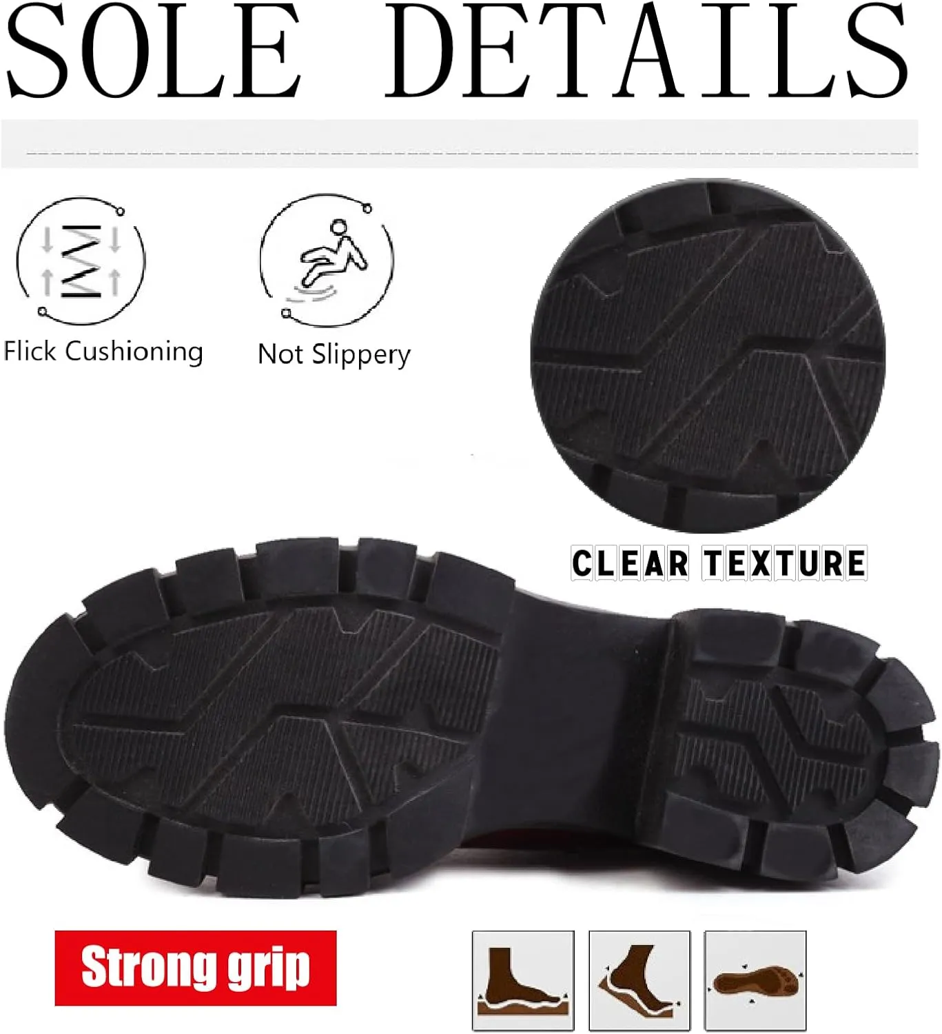 Women's Leather Platform Chunky Heel Ankle Boots Retro Comfortable Round Toe Pull On Non-slip Lug Sole Mid Heel Chelsea Booties Fall Winter Daily Work Dress Combat Boots