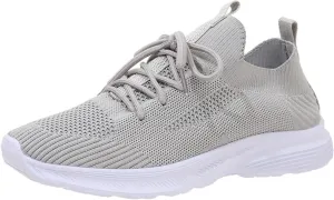 Womens Lightweight Breathable Flat Shoes Stylish Spand Summer Pumps Fashionable Woven Mesh Sports Sneakers Comfortable Red Flats (9 UK Gray)