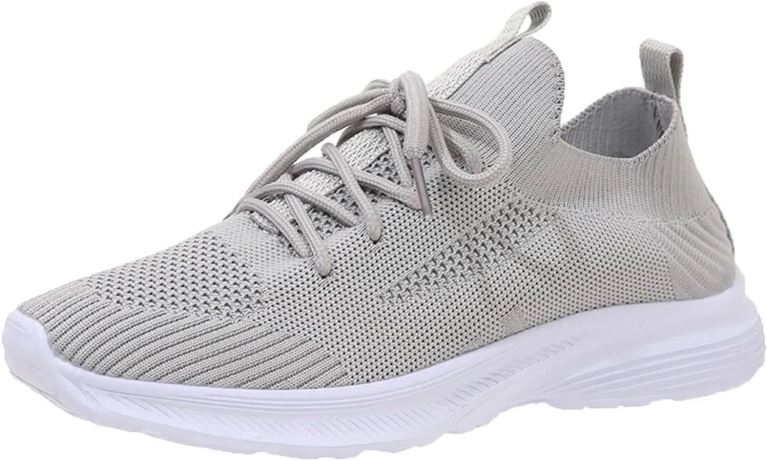Womens Lightweight Breathable Flat Shoes Stylish Spand Summer Pumps Fashionable Woven Mesh Sports Sneakers Comfortable Red Flats (9 UK Gray)