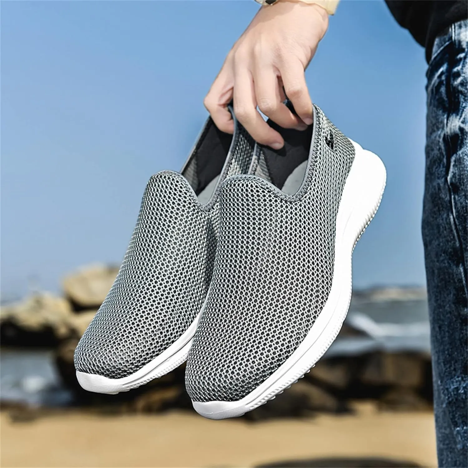 Women's Lightweight Slip On Walking Running Shoes Non Slip Work Shoes Women Slip On Men's Casual Dress Shoes Chunky Sneakers White Tennis Shoe White Loafers