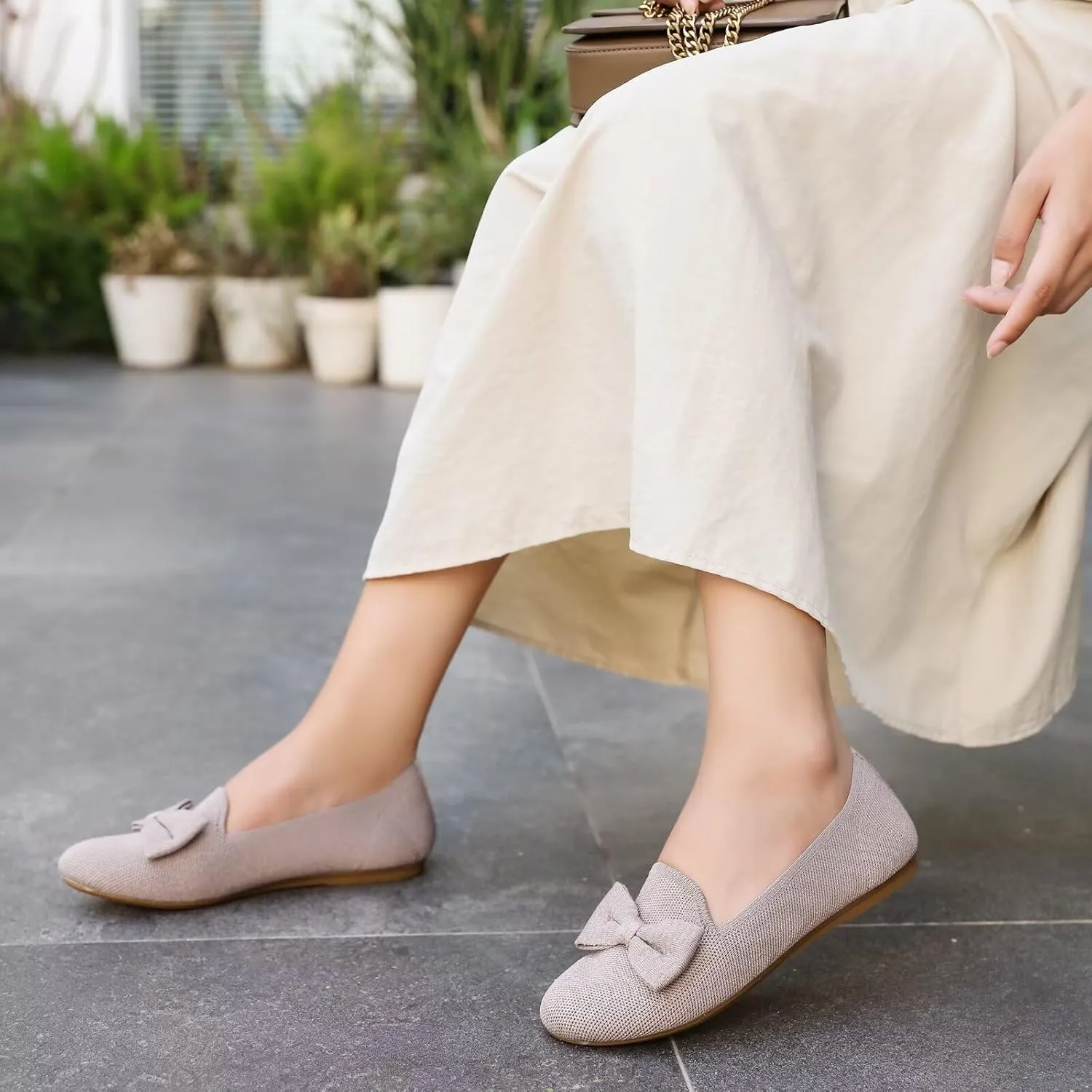 Women's Loafers Flats Comfortable Slip-on Bowknot Walking Dressy Penny Shoes with Arch Support