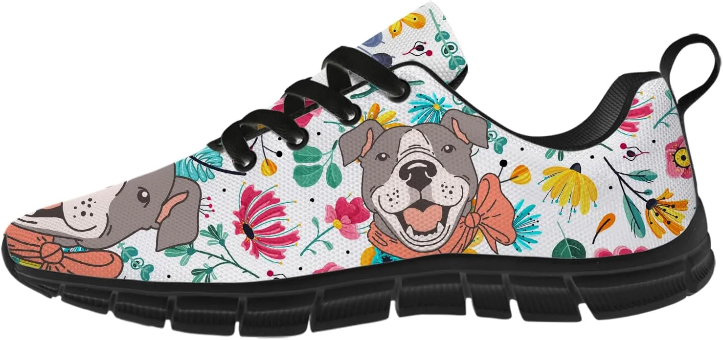 Women's Men's Running Shoes Dog Print Shoes Black Walking Sneakers Cute Tennis Shoes Gifts for Women Men