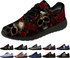 Women's Men's Skull Shoes Flower Running Shoes Skull Tennis Sneakers Gifts for Women Men