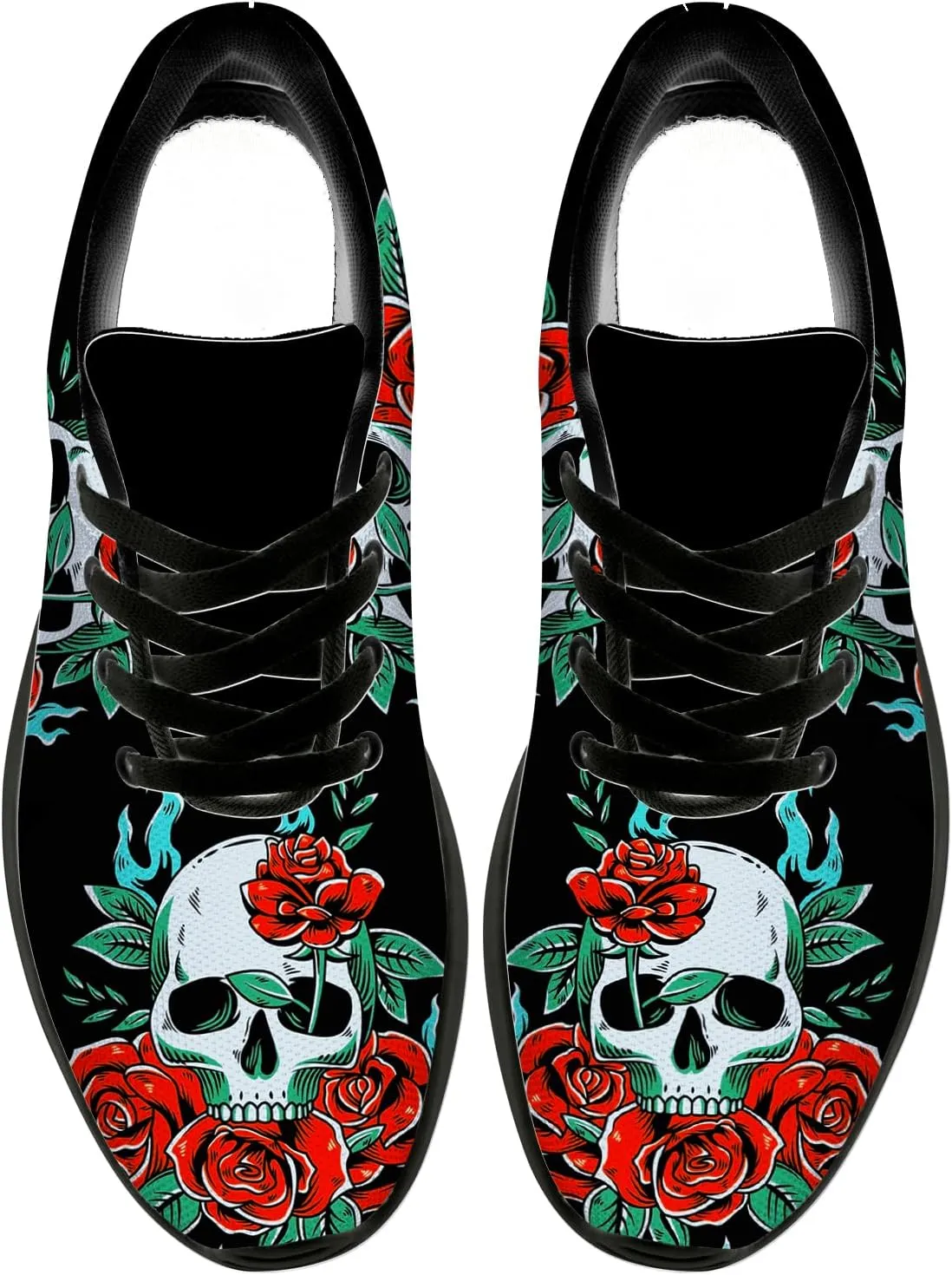 Women's Men's Skull Shoes Flower Running Shoes Skull Tennis Sneakers Gifts for Women Men