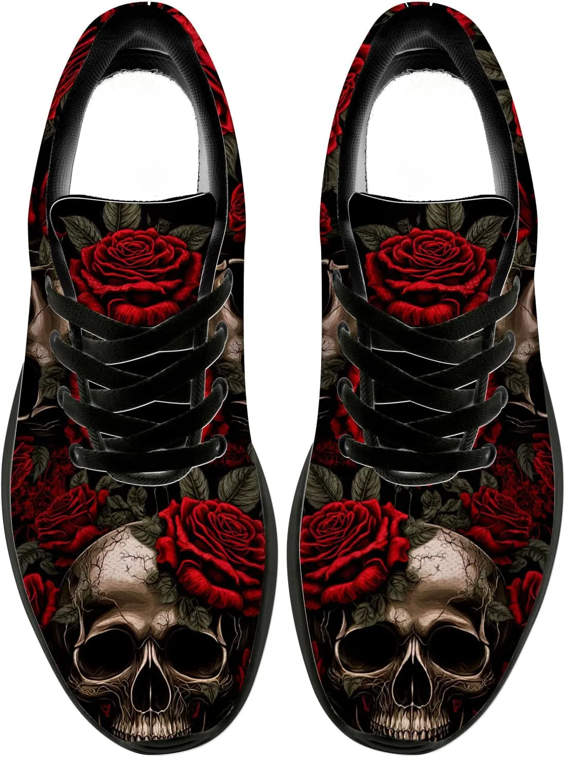 Women's Men's Skull Shoes Flower Running Shoes Skull Tennis Sneakers Gifts for Women Men