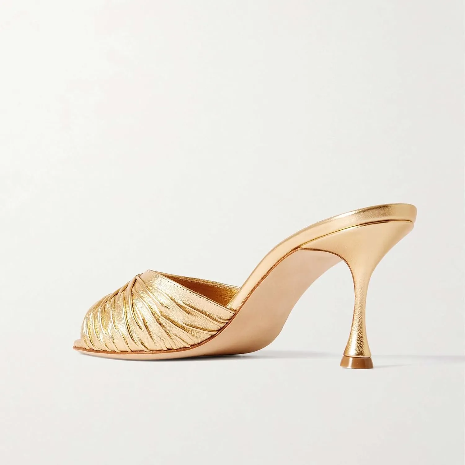 Women's Metallic Caged Stiletto Heel Sandals 3-Inch Mules Slip-On Peep Toe Dress Shoes for Party & Casual