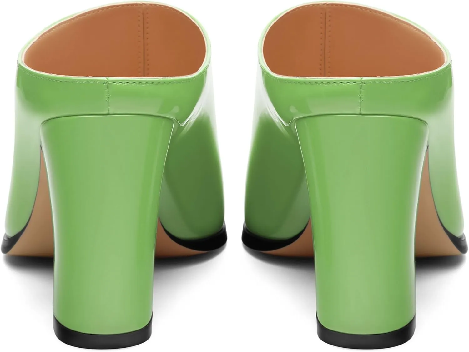 Womens Mules, Closed Square Toe Chunky Heel Mules, High Block Heel Backless Loafers Shoes, Slip On Mules for Women Dress Party Shoes 3.35 Inch