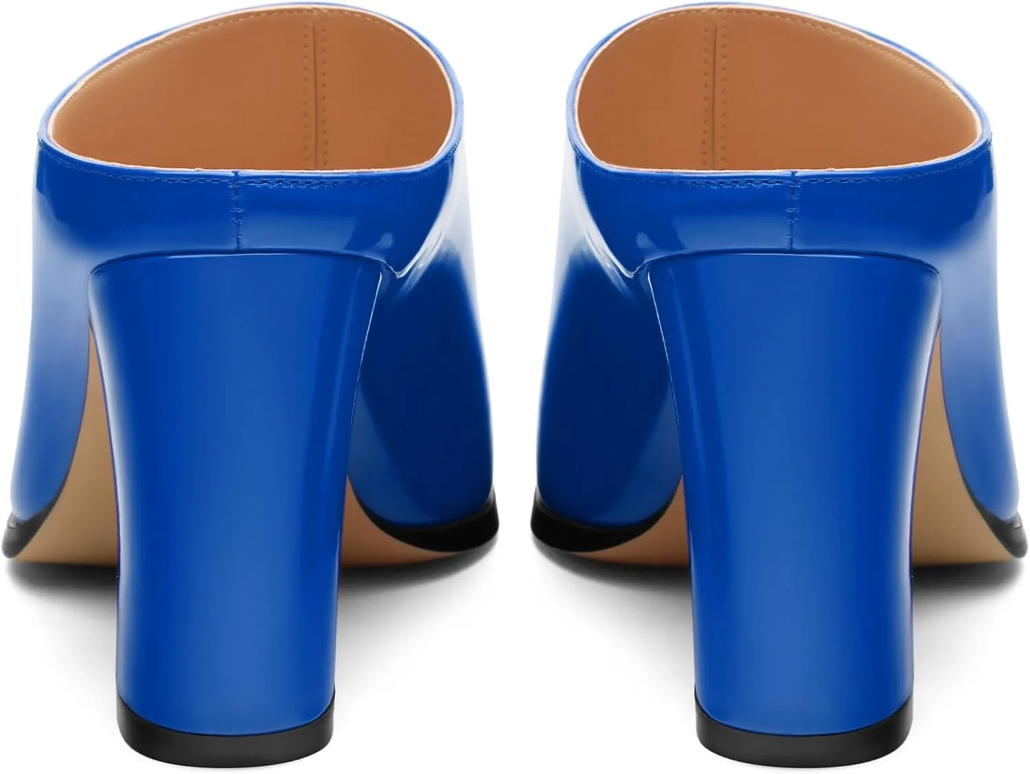 Womens Mules, Closed Square Toe Chunky Heel Mules, High Block Heel Backless Loafers Shoes, Slip On Mules for Women Dress Party Shoes 3.35 Inch