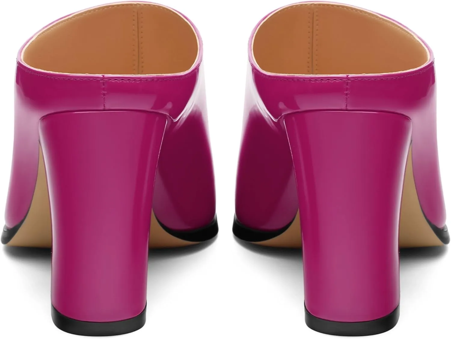 Womens Mules, Closed Square Toe Chunky Heel Mules, High Block Heel Backless Loafers Shoes, Slip On Mules for Women Dress Party Shoes 3.35 Inch