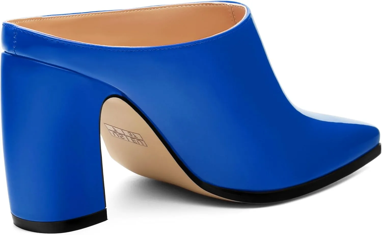 Womens Mules, Closed Square Toe Chunky Heel Mules, High Block Heel Backless Loafers Shoes, Slip On Mules for Women Dress Party Shoes 3.35 Inch