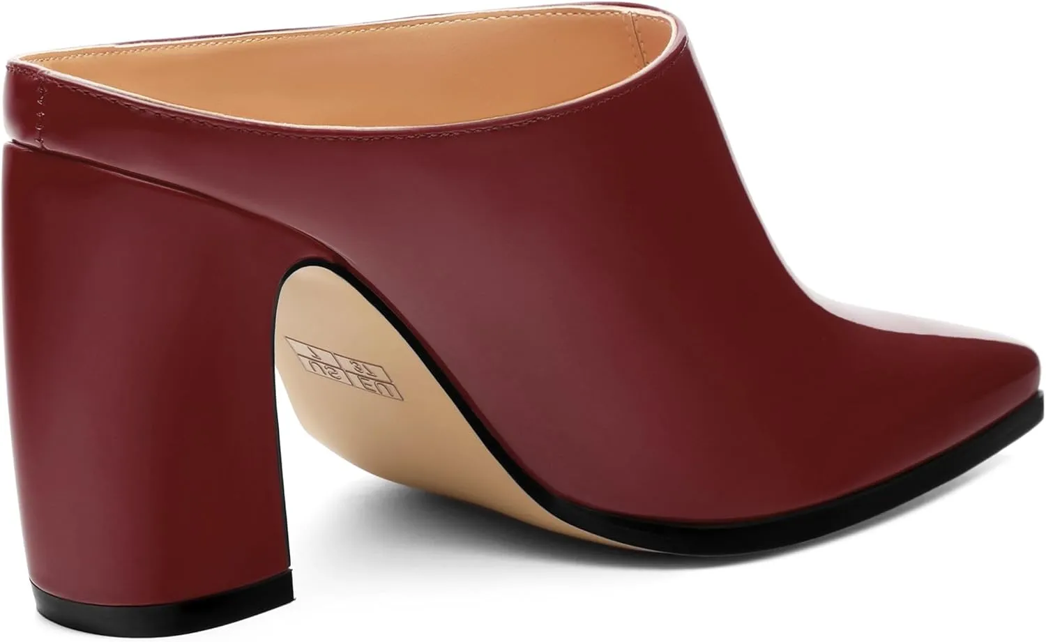 Womens Mules, Closed Square Toe Chunky Heel Mules, High Block Heel Backless Loafers Shoes, Slip On Mules for Women Dress Party Shoes 3.35 Inch