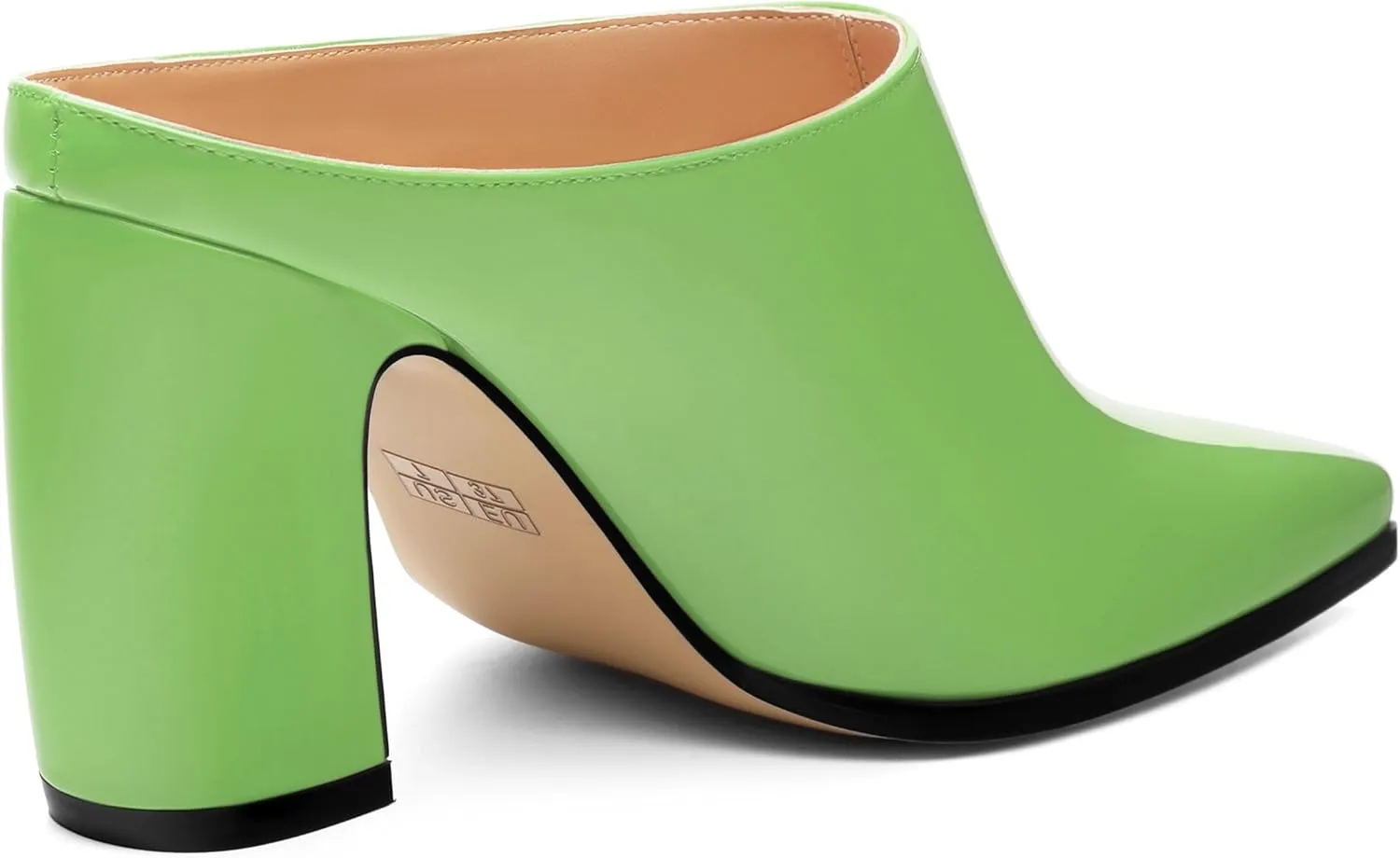 Womens Mules, Closed Square Toe Chunky Heel Mules, High Block Heel Backless Loafers Shoes, Slip On Mules for Women Dress Party Shoes 3.35 Inch